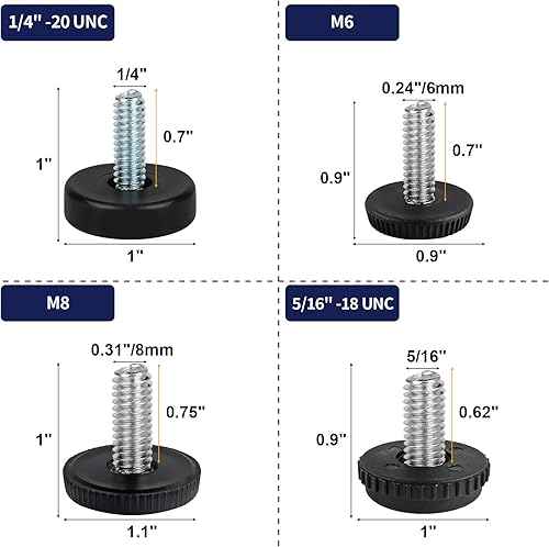 Miniatura 3 de COIDEA Niveladores de patas de muebles de rosca M8, 12 patas ajustables para muebles roscadas, patas niveladoras atornilladas para muebles,