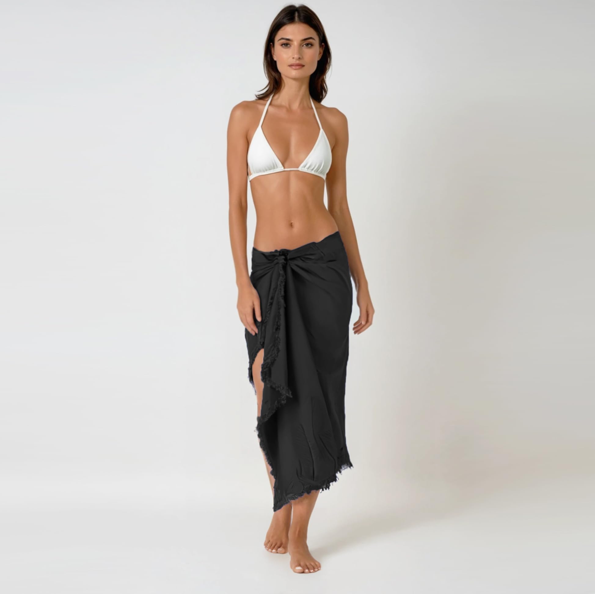 Pareo Donna Mare Lungo 100% Bamboo Made in Italy - Pareo Copricostume da Spiaggia Leggero e Traspirante con Fermapareo in Legno
