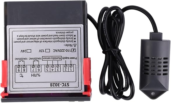 Intelligent Digital Temperature and Humidity Controller Meter with Integrated Sensor, ABS Flame Retardant Shell, Dual Screen for Automatic Heating & Refrigeration Control, (110~240VAC)
