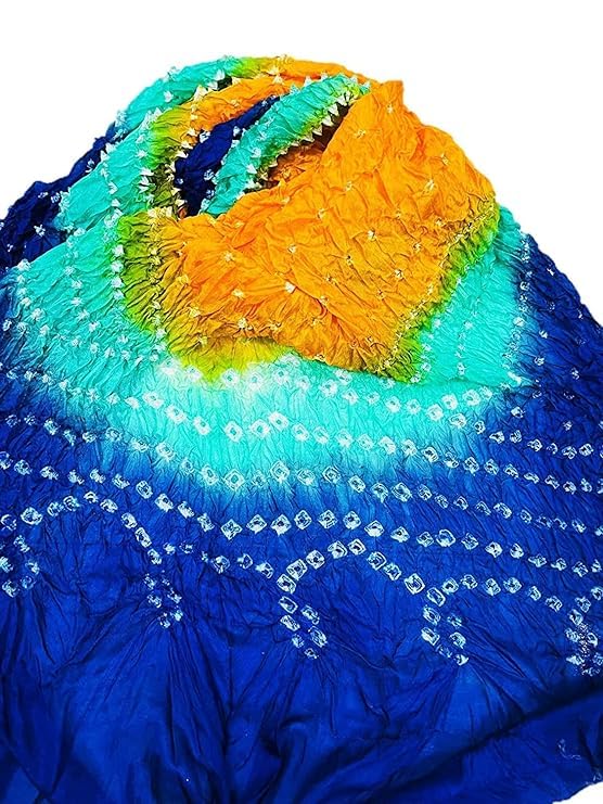 Image of PK HUB Women's Jaipuri Rajasthani Bandhani Dupatta | Art Silk Bandhej Dupatta with Gota Patti Work & Tassels (Free size)