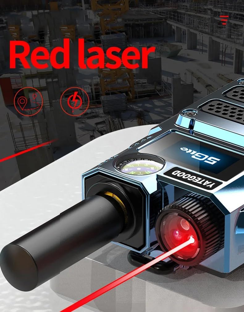Close-up of the GERRIT YATEGOOD G5000 Walkie Talkie showing the red laser function