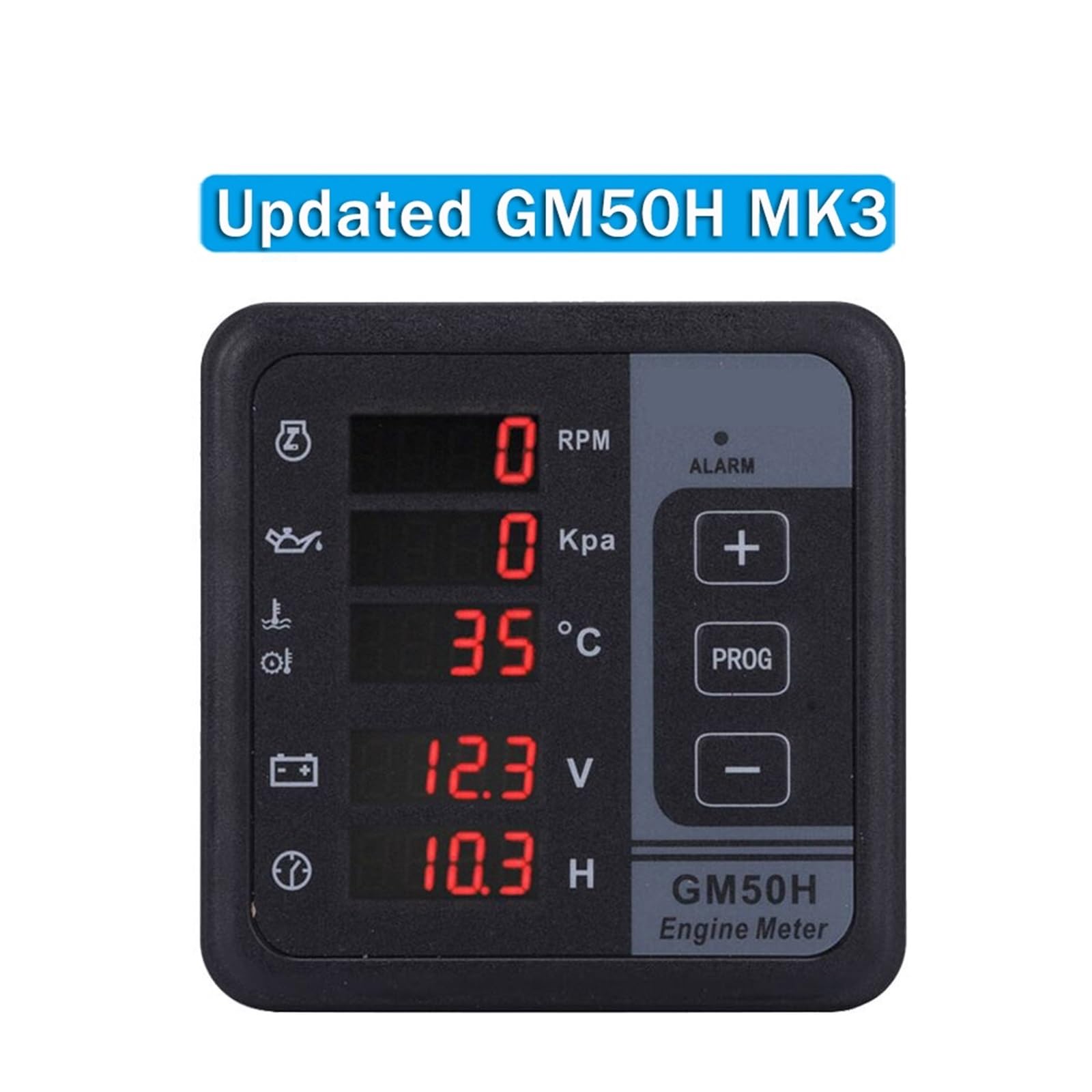 ZLGYGLEO 1 pz GM50H MK3 Misuratore digitale del motore Monitor del generatore diesel con sensore della temperatura dell'acqua Sensore della pressione dell'olio(GM50H MK3)