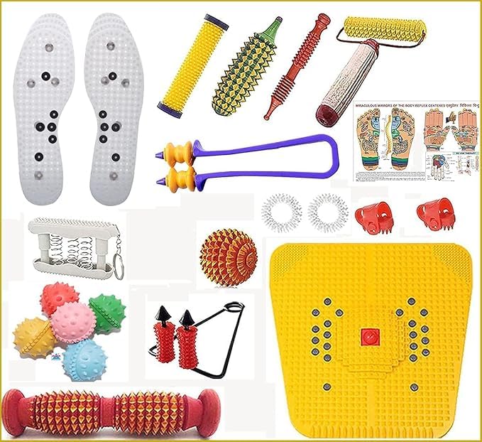 Image of Acupressure Massage Kit, Wooden Combo with Microfibre Balls for Back, Neck, Shoulder, Knee Pain Relief