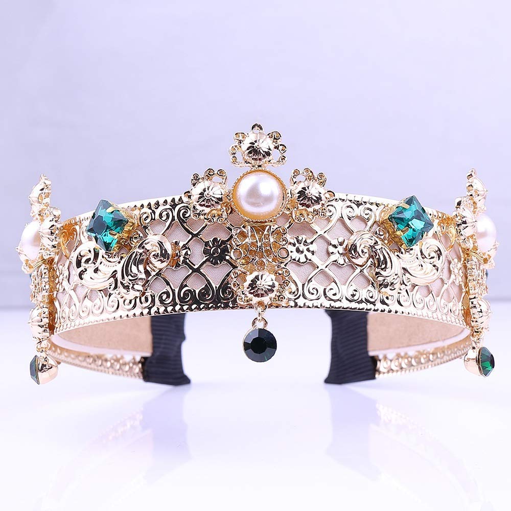 Dfhesdfd Women's One Color Crowns, Bride Princess Palace Style Crown Headband Bridal Headpiece Catwalk Hair Jewelry Colour:red