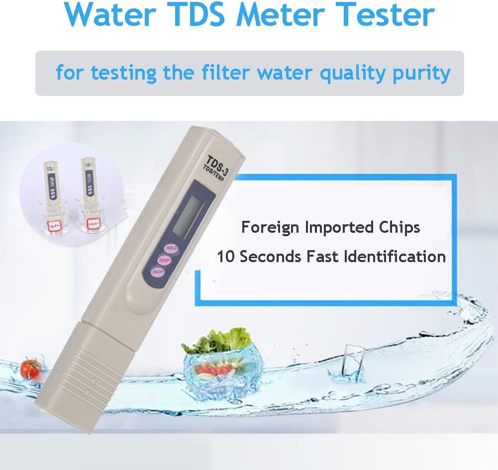 Cyfrowy miernik TDS Tester jakoÅci wody, rÄczny tester miernika TDS z wyÅwietlaczem LCD Zakres pomiarowy 0-9990ppm, tester wody do wody pitnej Basen basenowy Spa do akwarium (biaÅy)