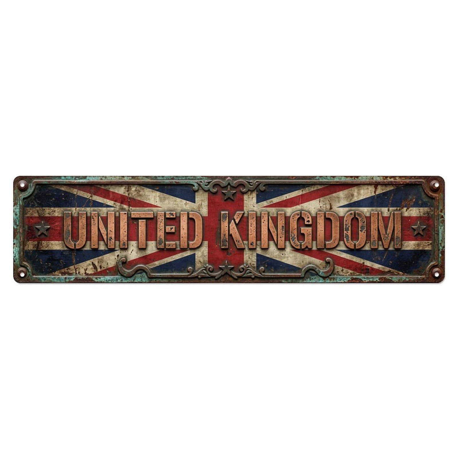 UK Flag Workshop Keepsake Metal Tin Skinny Sign Plaque Wall Decor for Cafe, Club Bar, Office, Home Garden Metal Poster 4x16Inch