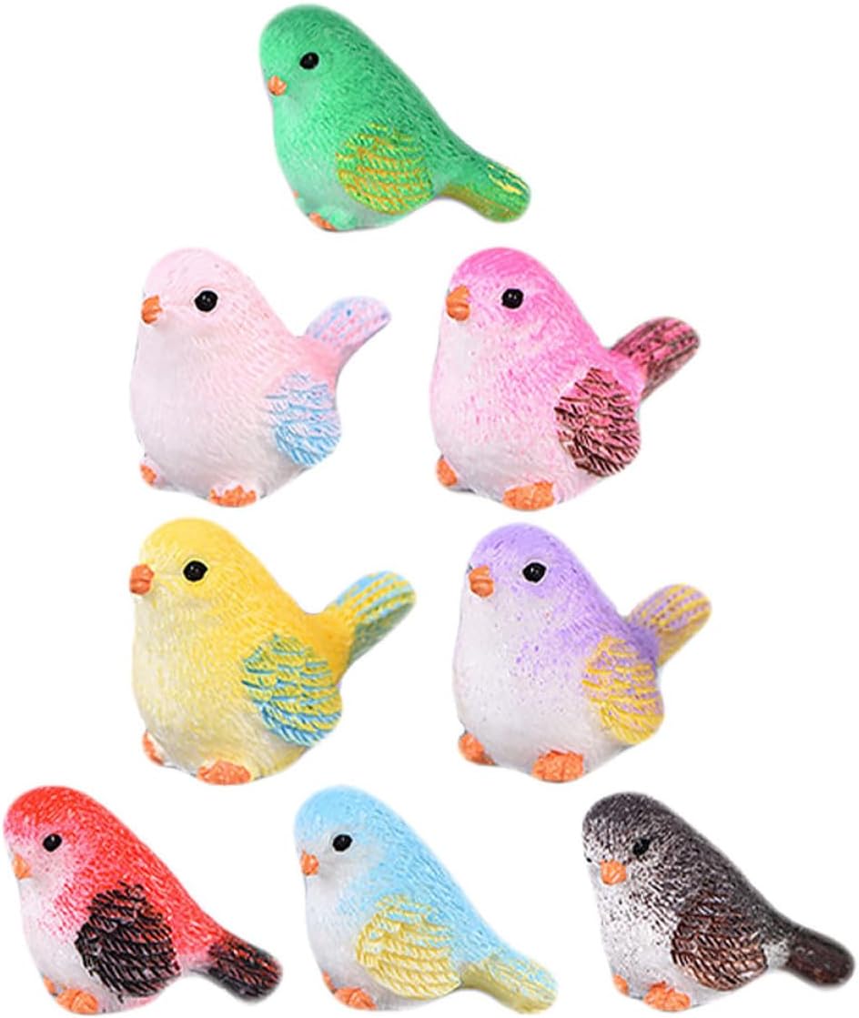 8pcs Resin Bird Ornaments for Garden Landscape Decoration, Miniature Bird Figurines Set for Patio and Outdoor Décor, Mixed Styles Desktop Craft Adornments Style