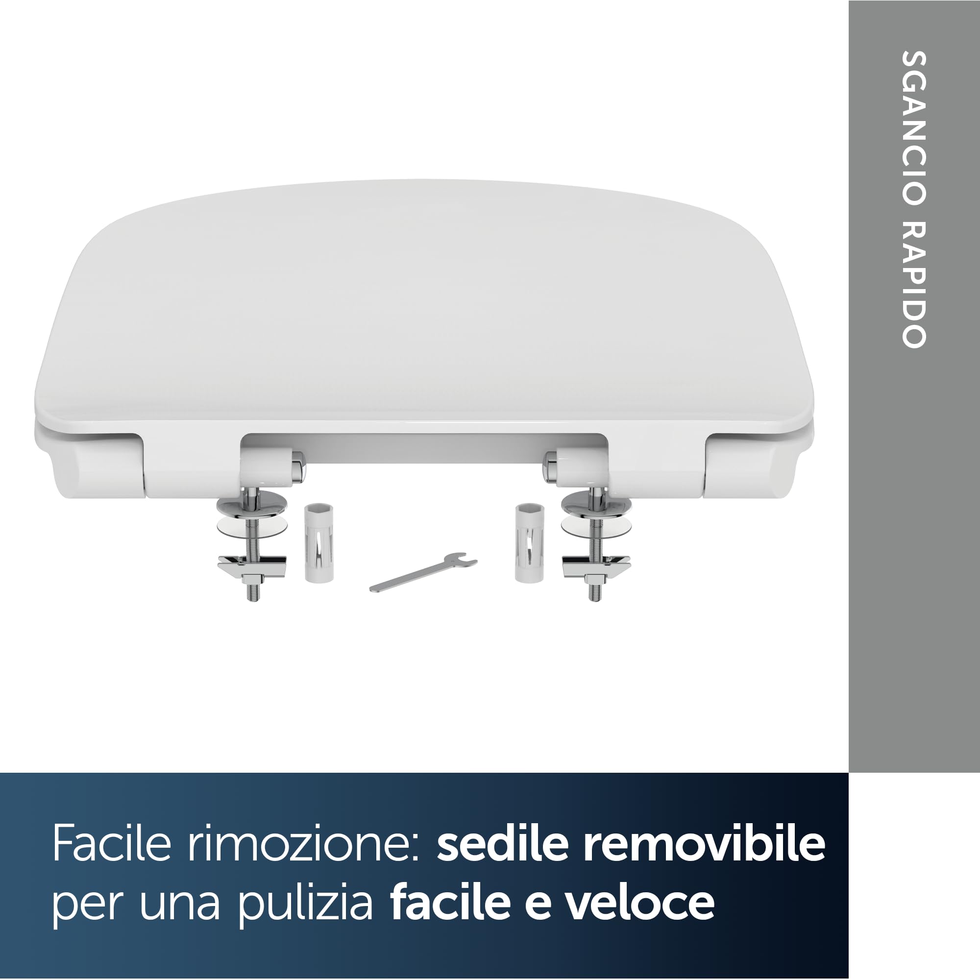 Ideal Standard Tesi Sedile WC, forma arrotondata, Sedile a chiusura rallentata e Opzione di sgancio rapido, in robusto duroplast – Bianco (370x450x45 mm)