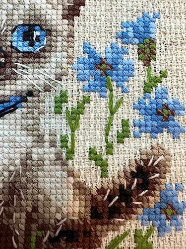 Image of RIOLIS - Siamese Kitten 2118, Cross Stitch Kits 6 inch x 6 inch, Cross Stitch Kits for Beginners & Advanced, Crossstitching Kit Adult, Embroidery Counted Stitching Kit
