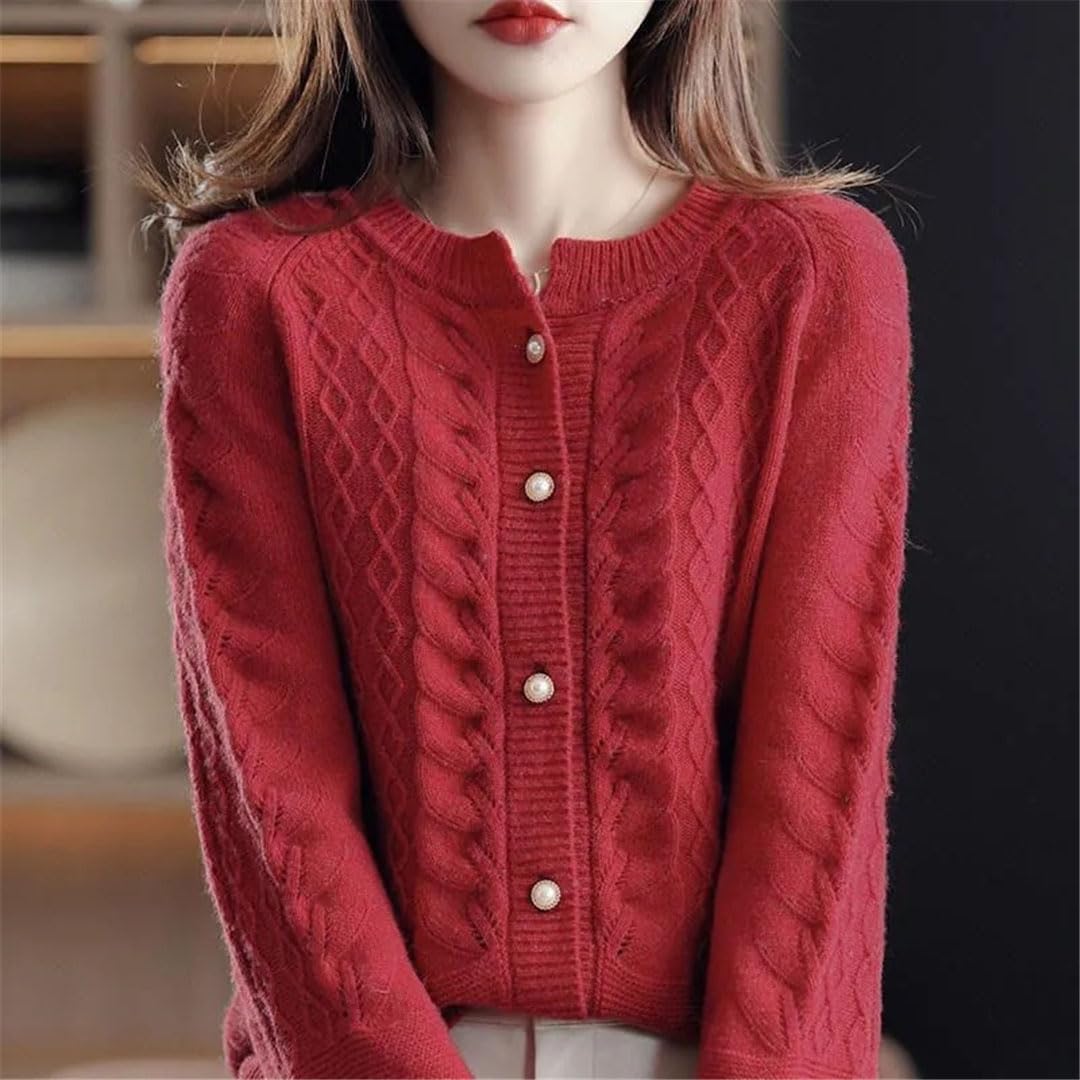 Chaqueta De Punto De Lana De Manga Larga para Mujer