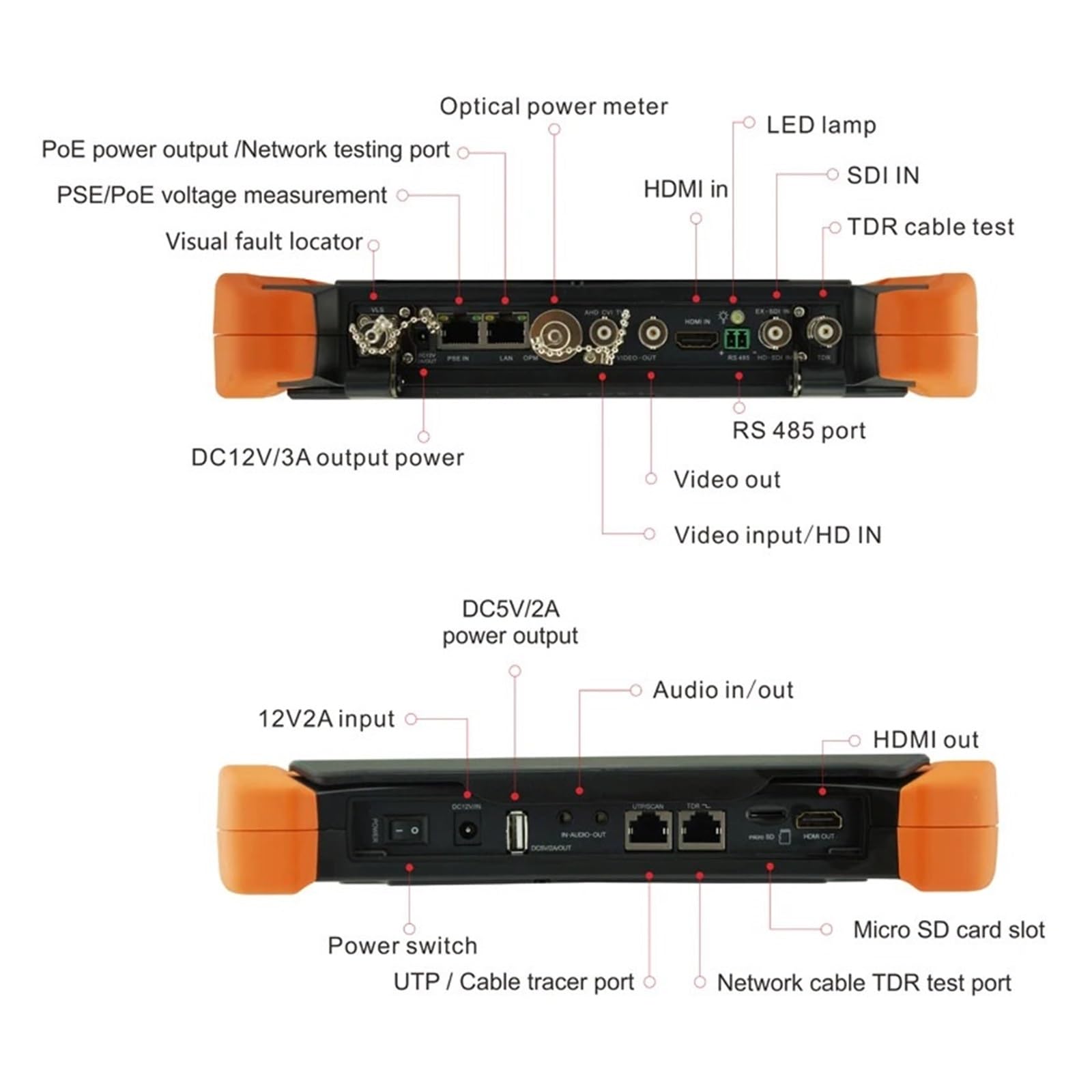Tester CCTV, 8-calowy Tester Kamery IP 12MP X9 Monitor CCTV 4K AHD/TVI/CVI/SDI Wszystko W 1 Kamera Analogowa IPTV Tester Monitora Wejście/wyjście,Lekki(X9-ADHS)