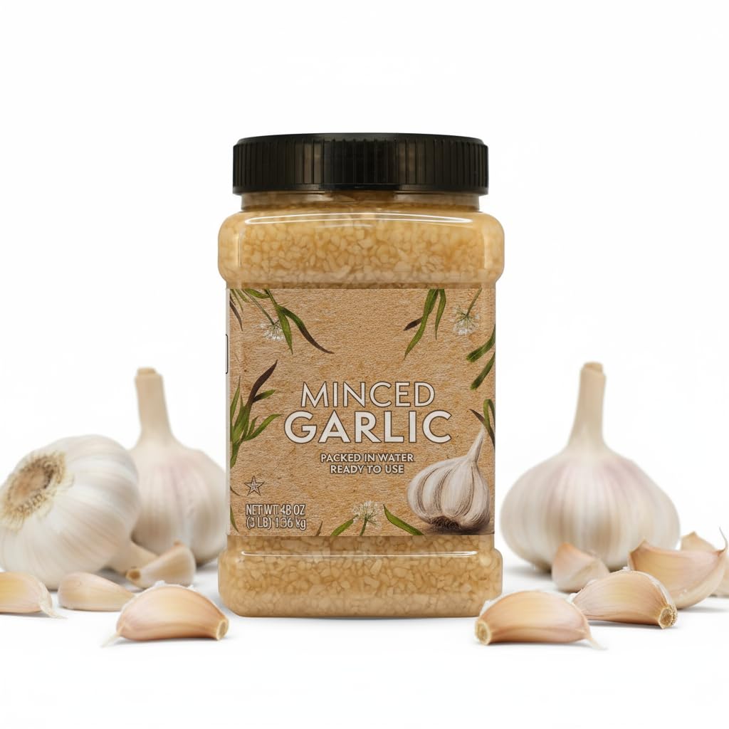 Minced Garlic in Large Restaurant Size Container, Premium Ready-to-Use, 48 Ounce Jar