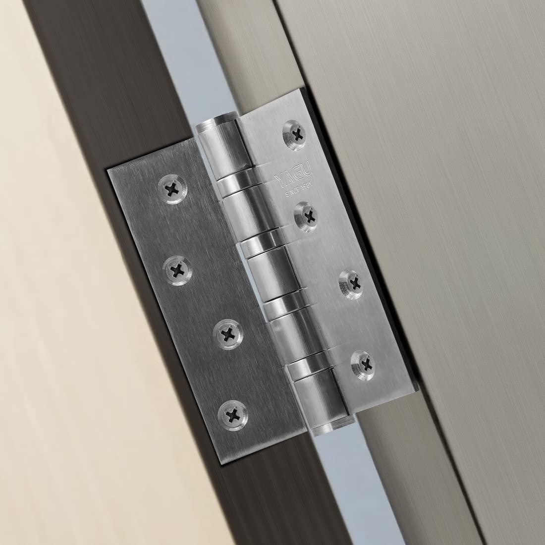 YAGU Paquete de 3 bisagras de puerta de níquel satinado de 4 x 3 pulgadas – Cuadrado de acero inoxidable interior resistente bisagras de rodamiento de bolas para puertas Hardware