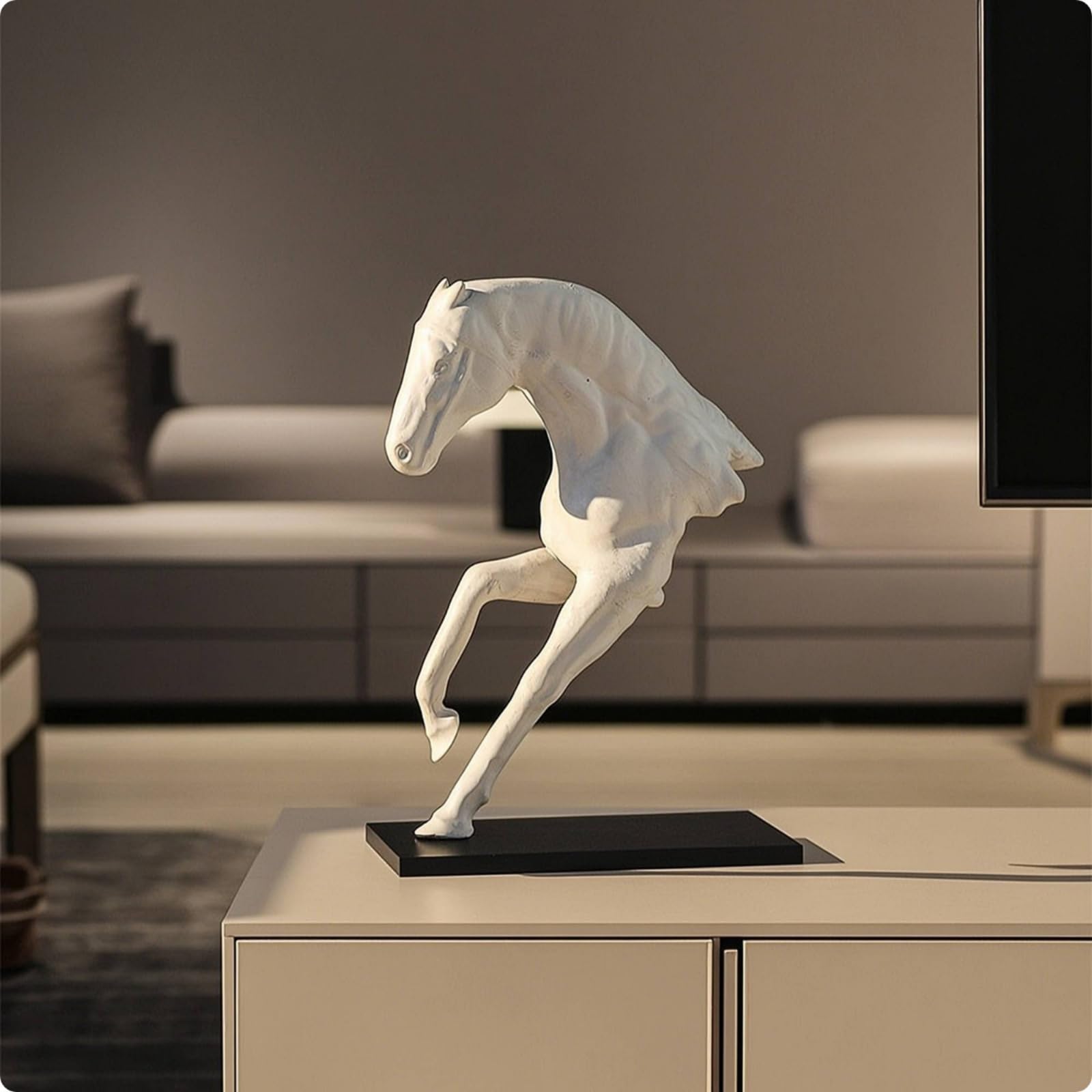 Qianly Scultura di Cavallo Stabile Busto di Cavallo con Base Compatto Statuetta con Base per Soggiorno, Moderno Semplice, Scultura Di Cavallo A Mezzo Corpo Effetto Invecchiato