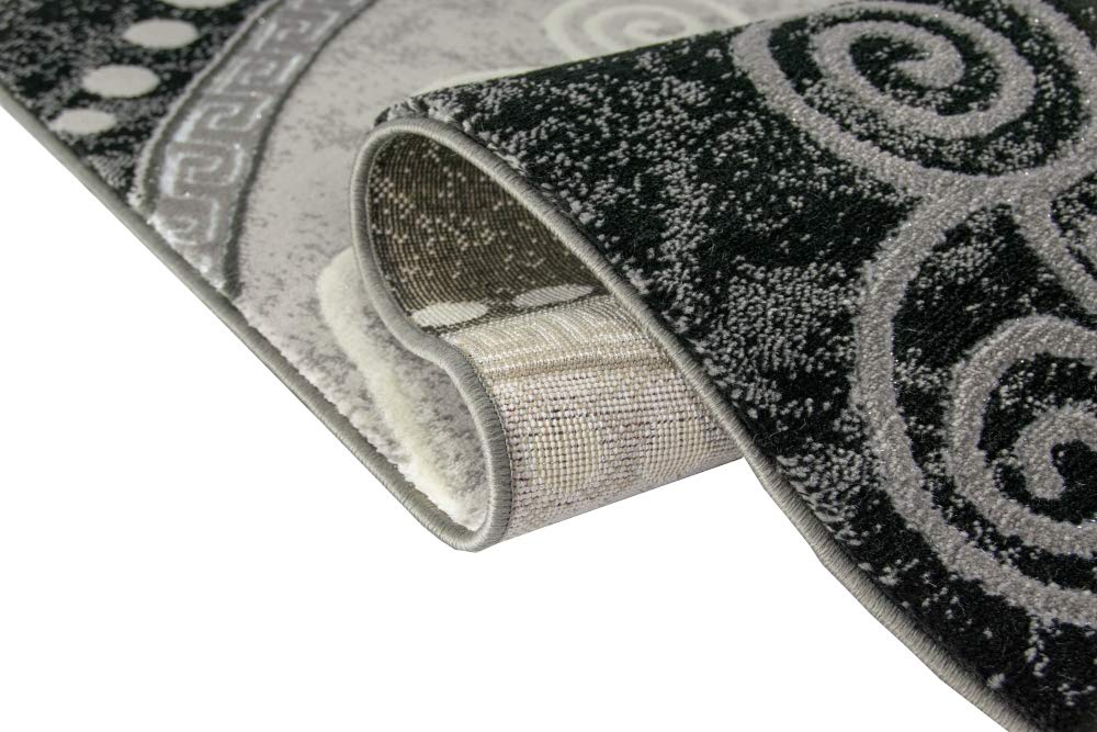 Moderner Teppich Orientteppich Ornamente mit Glitzergarn in Grau Schwatz Creme Größe 120x160 cm