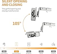 Vista 3 de Chibery Paquete de 10 bisagras ocultas de cierre suave 4D de 1-3/8" de superposición para puerta de marco frontal, velocidad de cierre ajustable