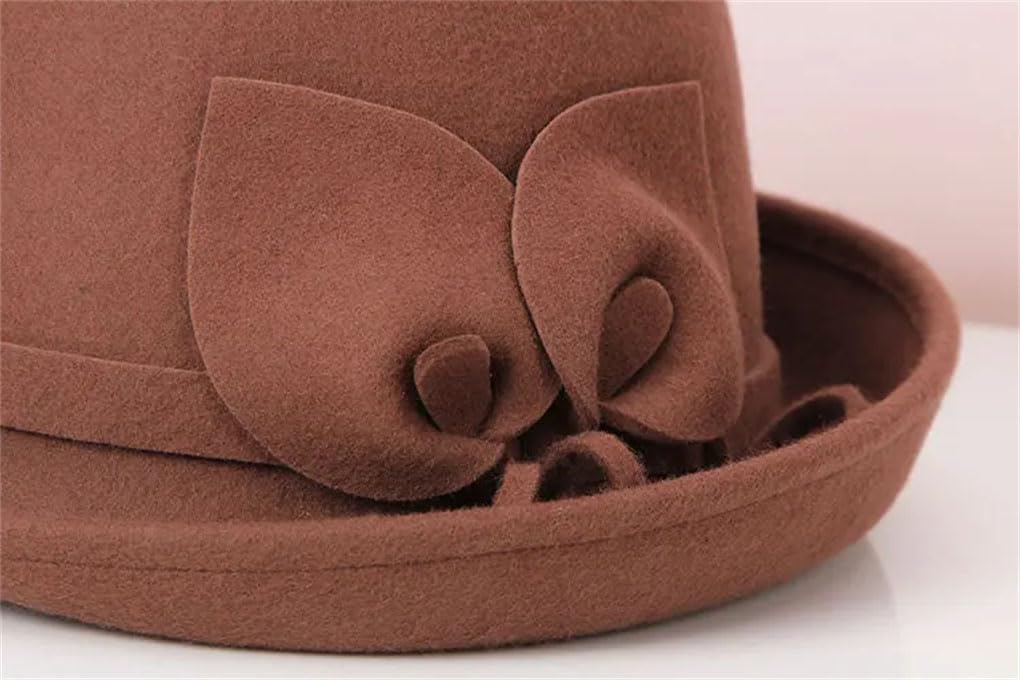 SaoBiiu Feltro di lana Cappelli Floreali Feltro di Lana Fedoras Donna Autunno Inverno Cloche Cappelli Elegante Banchetto Fedora Cappello