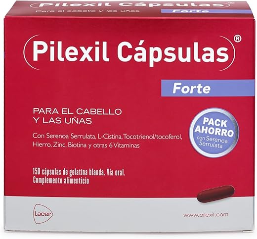 PILEXIL CAPSULAS - Pilexil Cápsulas Forte 150 Unidades,Complementos Alimenticios, con Vitaminas y Minerales, Nutre el Cabello, para Hombres y Mujeres