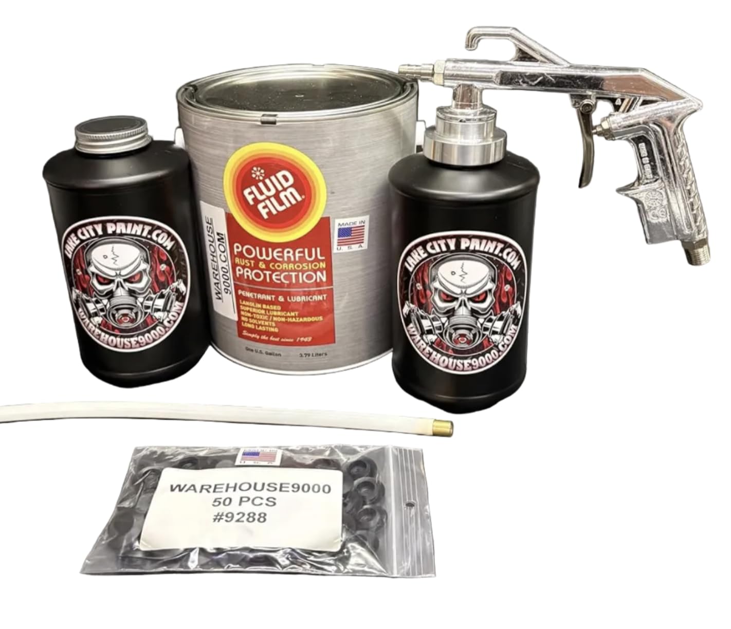 Amber FF Lanolin Undercoating Fluid Semi Pro Undercoating Gun with Wand Kit (2 B Quart Bottles)