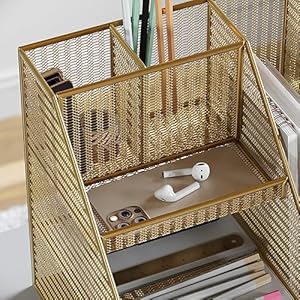 Marthastewartrydergoldmeshmetallargedesktoporganizerwithmagazinefileholderpenholderandstorage  Urban Country Home Decor Martha stewart ryder gold mesh metal large desktop organizer with magazine file holder pen holder and storage  urban country home decor