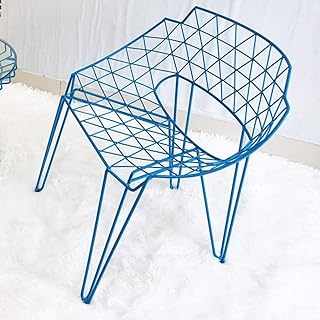 WYL Silla de Alambre de Hierro Hueca Personalidad Creativa Silla de Comedor Moderno salón Minimalista Silla Silla de diseño nórdico (Color : Blue)