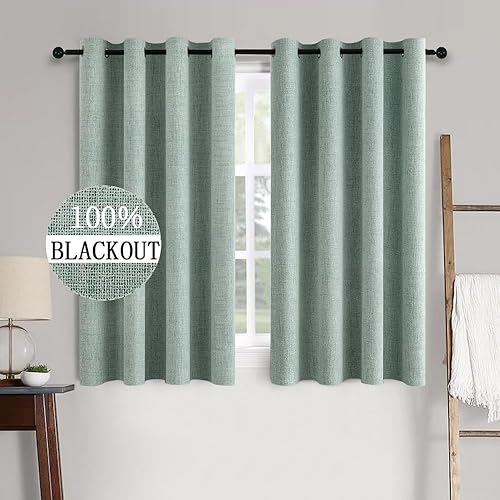 Vista 24 de MIULEE - Cortinas blancas opacas con textura de lino para dormitorio o guardería, con aislamiento térmico, con ojales, para sala y decoración, 52 x