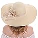 Itopfox Womens Foldable Floppy Big Bowknot Straw Sun Hat Wide Brim Summer Beach Vacation UV UPF 50
