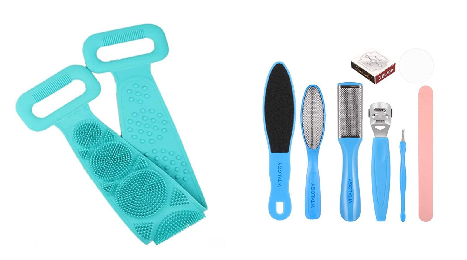 M.S TRADERS COMBO OF BATH BELT AND PEDICURE KIT, LOOFAH-image-4