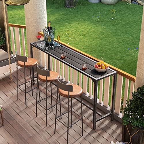 Odk Outdoor Bar Table, 55” Patio Counter Pub Height Dining Bar Table With Weather Resistant Waterproof Top For Hot Tub, Garden, Yard, Balcony, Poolside, Indoor (Black) #TOP1