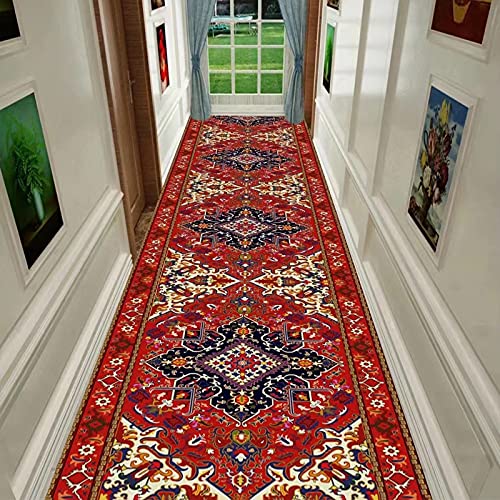 Felpudos moqueta corredor rojo lavable y alfombras de pasillo largo ZRUYI 3