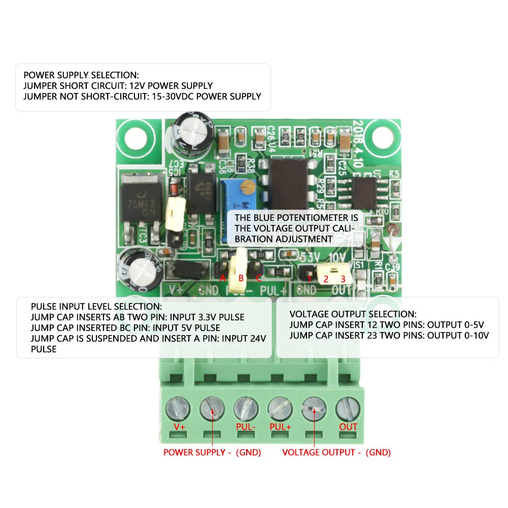 Modulo convertitore di frequenza in tensione, modulo convertitore di segnale 0-10 Khz a 0-10 V 3.3 V 5 V 24 V Ingresso CC Uscita regolabile 0-10 V con funzione di isolamento