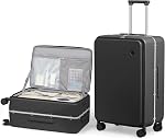 mixi 17x14x9 Carry On Luggage Underseat PC Hard Shell Suitcase Top Opening Aluminum Frame Travel Suitcases with Wheels, Smoke White