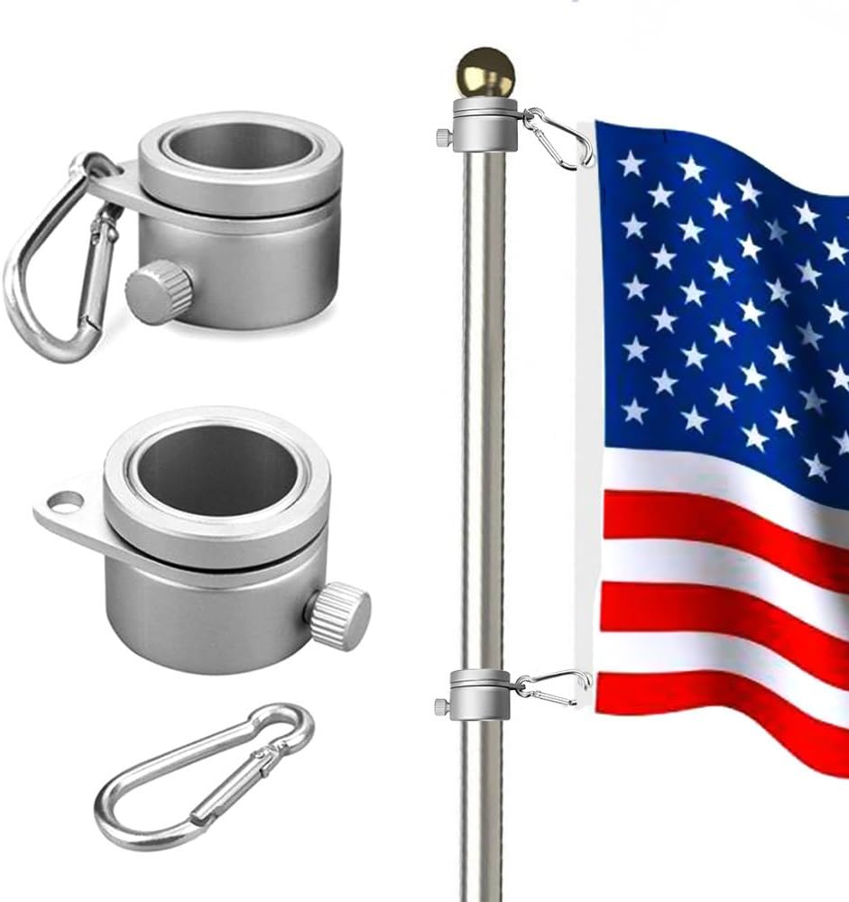 2 Pack Aluminum Alloy Flagpole Mounting Rings, 360° Anti