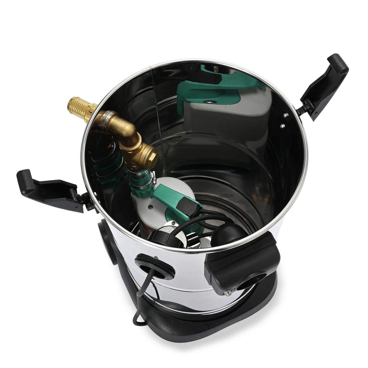 Steinbock Pumpsauger | 1.200 Watt | 41 l Edelstahlbehälter | Nasssauger mit integrierter Tauchpumpe für effizientes Abpumpen | Wasserdurchfluss-Ventil | Durchgehende Flüssigkeitsaufnahme und -abfuhr