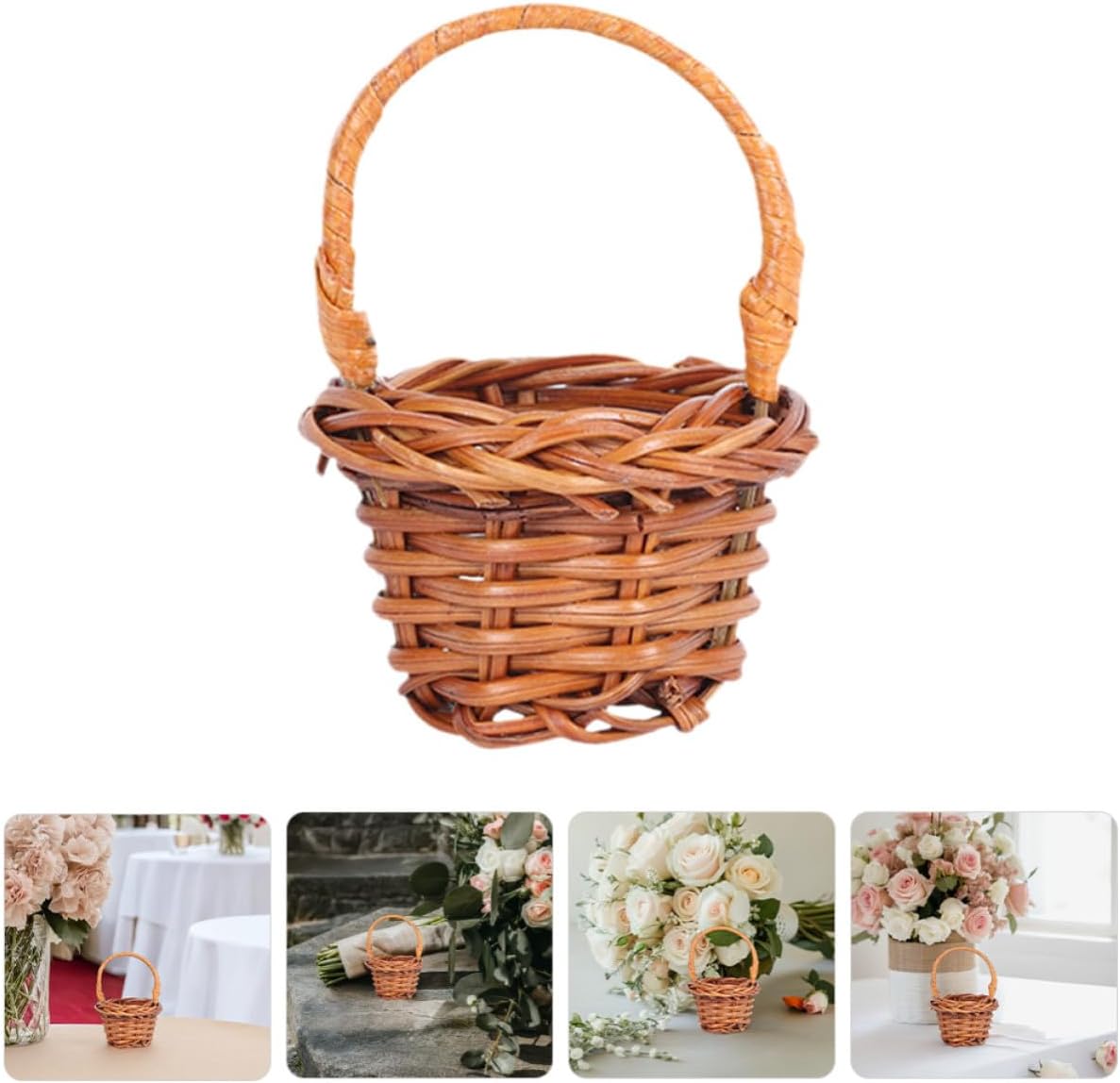 YARNOW 20pcs Mini Woven Storage Baskets with Handles Coffee
