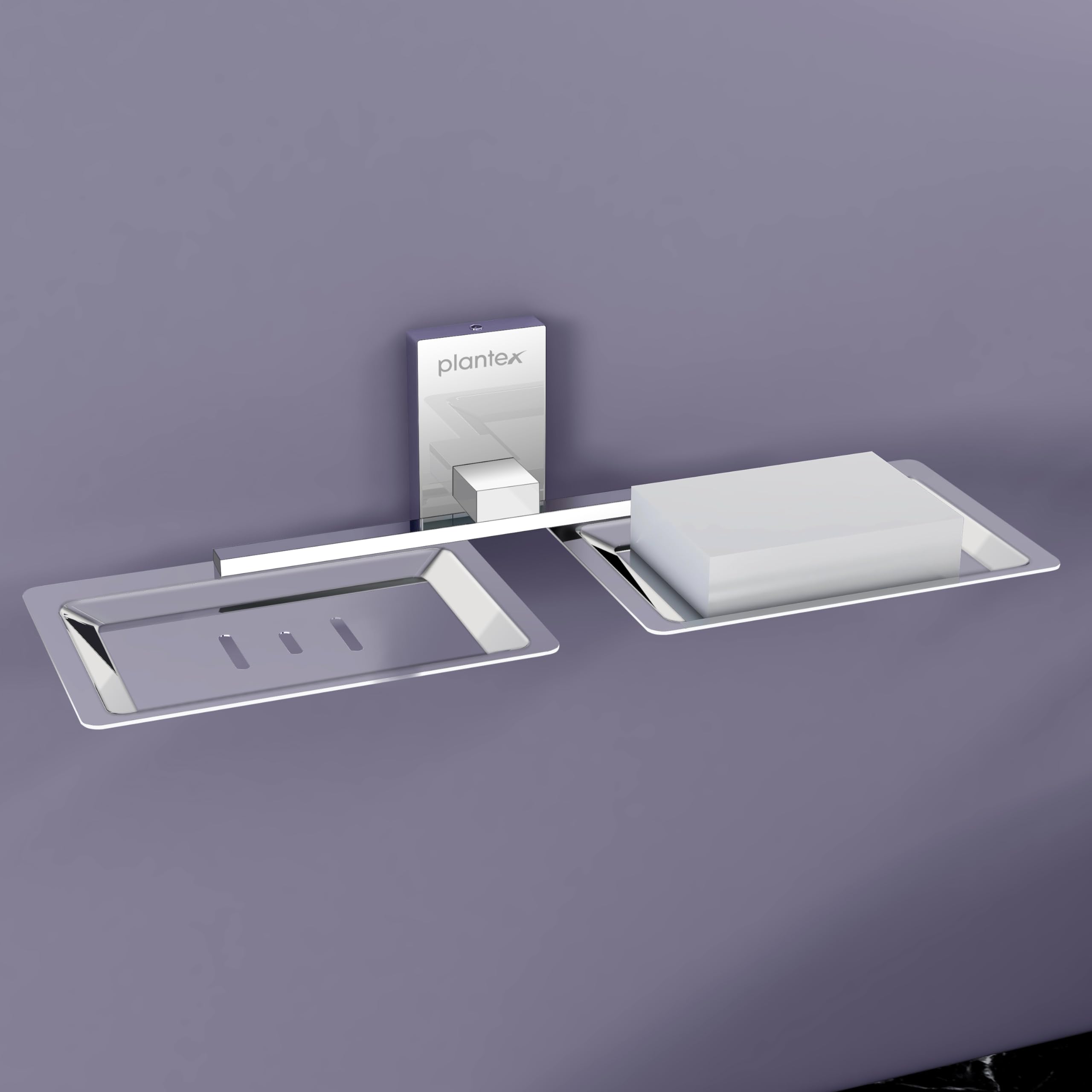 Plantex 304 Grade Stainless Steel Double Soap Dish Stand For Bathroom & Kitchen/Soap Dish/Bathroom Accessories - Iris (Chrome)