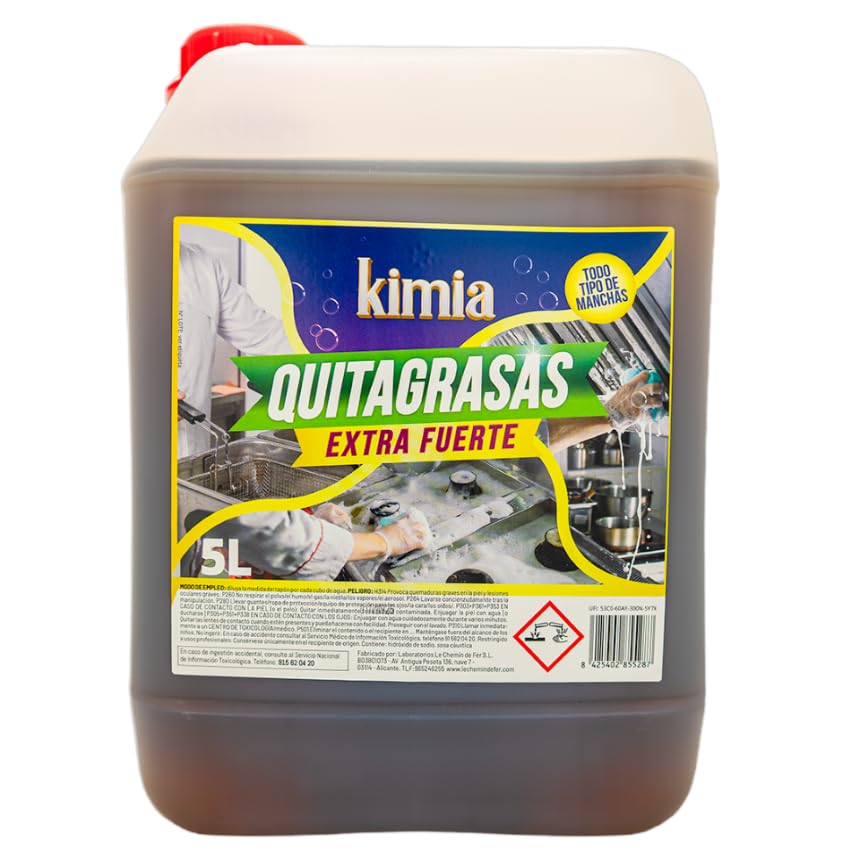 KIMIA - Quita Grasas Extra Fuerte 5L | Quitagrasas Concentrado | Desengrasante Profesional | Potente y Versátil | Desengrasante para Diversas Superficies | Alta Eficacia