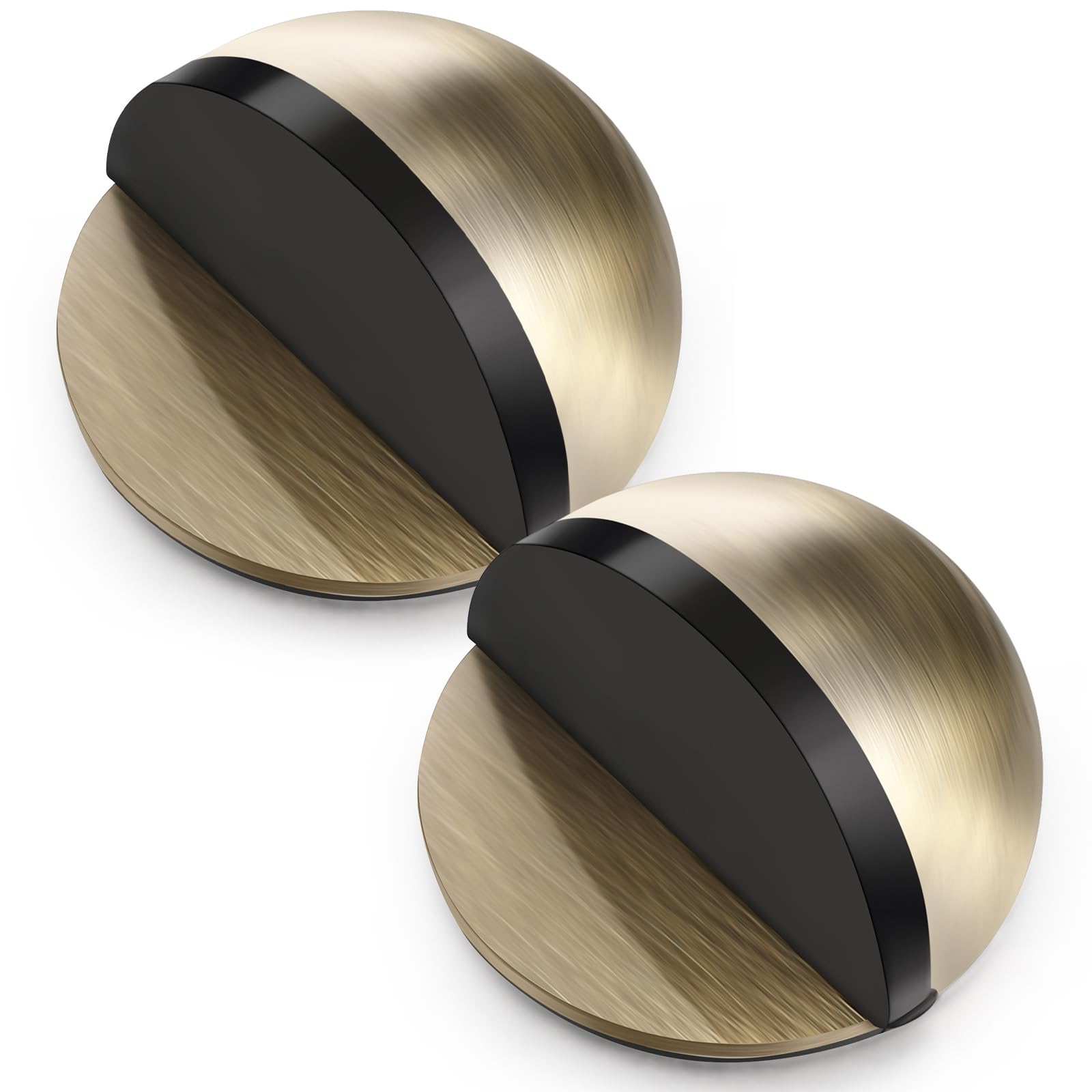 2 Pcs Self Adhesive Door Stoppers, Stainless Steel Floor Door Stop Wall Protector Half Dome Floor Gate Stopper Living Room Bedroom Bathroom Office Bla - View #9