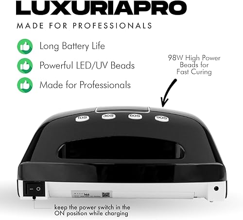 Miniatura 6 de MakarttPro LuxuriaPro 98W Lámpara de Uñas Profesional UV LED 42 Potentes LEDs para Curado Rápido y Eficiente de Uñas de Gel Batería de Litio