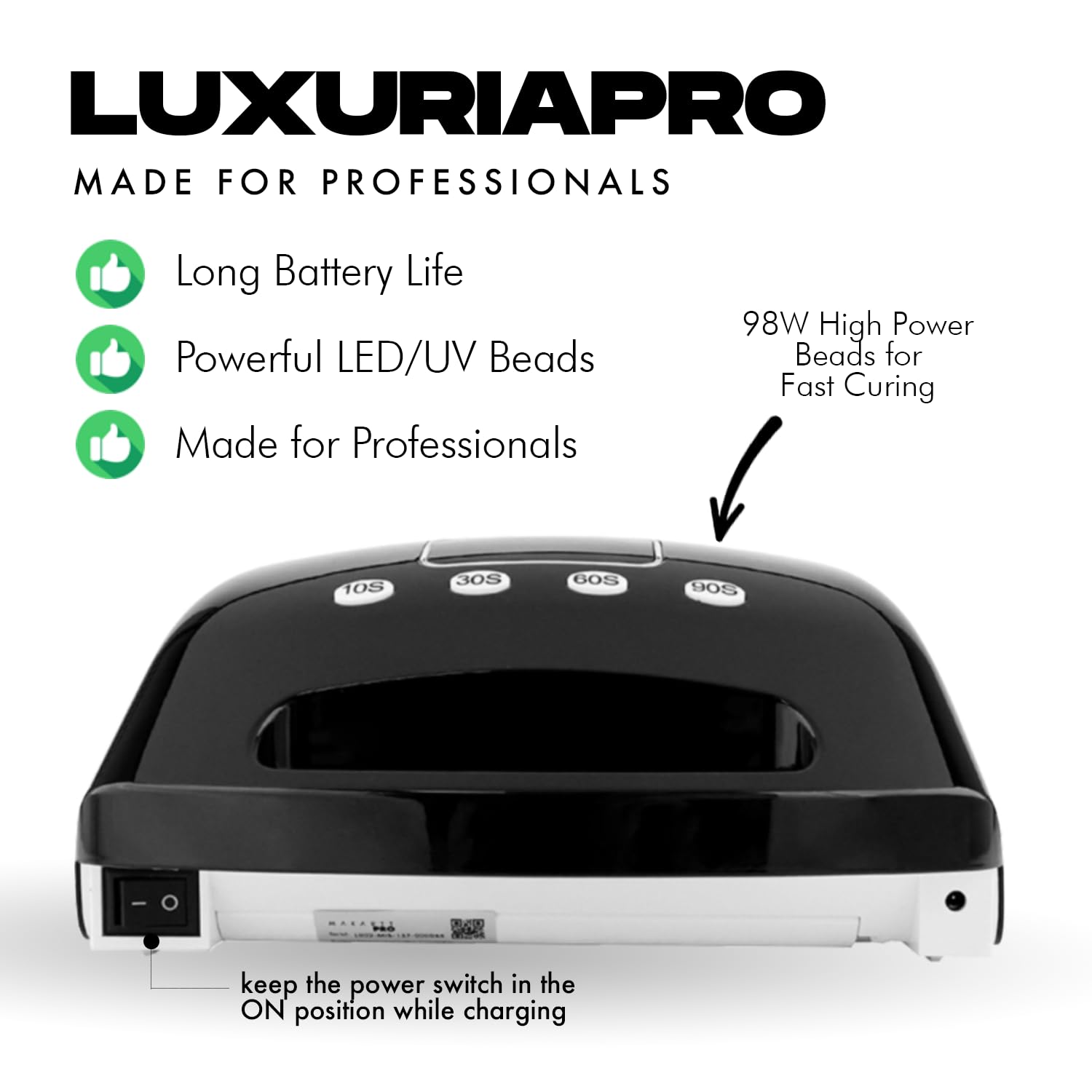 MakarttPro Professional UV LED Nail Lamp with Black & White Gel Polish Set – Fast Cure Nail Dryer + Highly Pigmented Long-Lasting Gel Kit, Salon Nail Art Bundle image 3