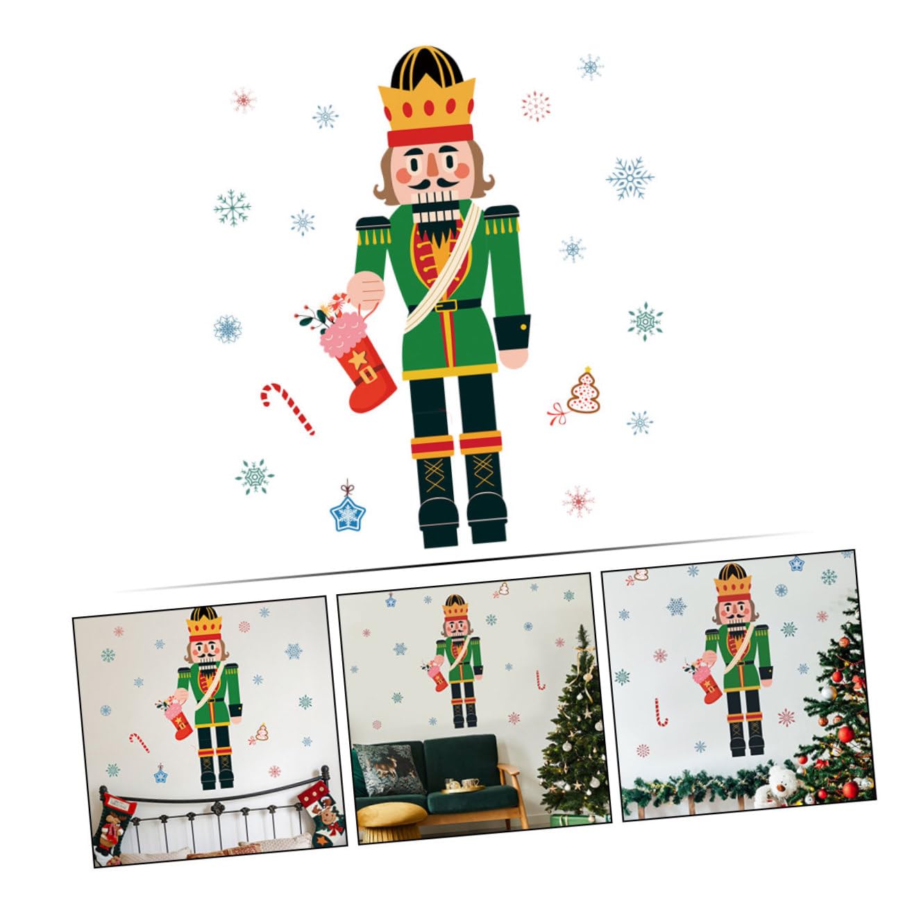 Cabilock 3 Piezas Pegatina Navideña de Huerto de Adhesivo de de y de Decoración para Ventanas Fiesta de Navidad PVC Autoadhesivo Adorno para Hogar y Oficina