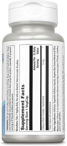Miniatura 2 de KAL Lithium Orotate 5 milligrams Low Serving Of Chelated Lithium Orotate For Bioavailability and Mood Support In Organic Rice Bran Extract Base