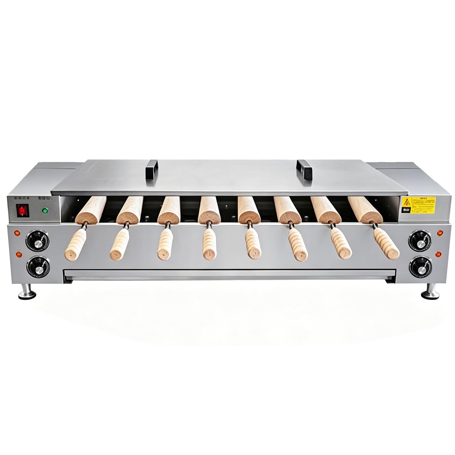 Qiang Electric Chimney Cake & Bread Roll Oven, Ice Cream Cone Maker, High Power Non-Stick Rollers, Knob Control, for Bakery & Dessert Shop 8pcs