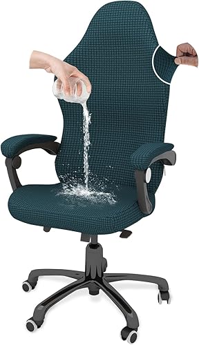 Miniatura 14 de Funda para silla de juegos, impermeable, a prueba de arañazos, elástica, con reposabrazos, transpirable, cómoda, antiarañazos, para silla giratoria