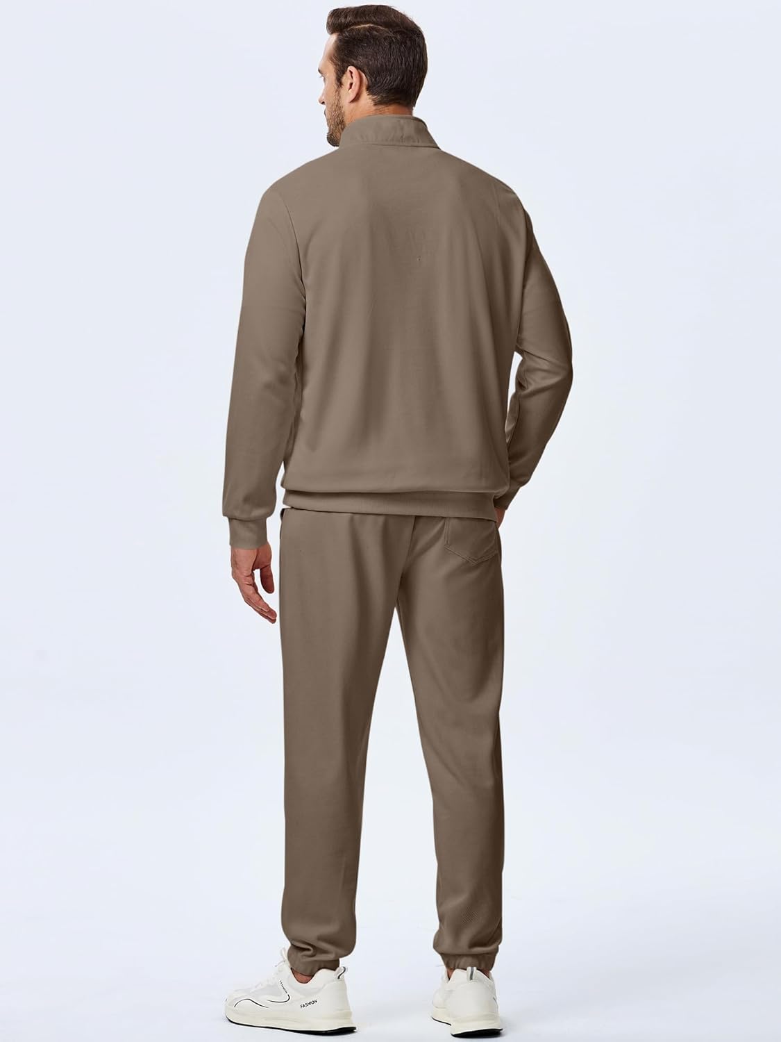 JMIERR Men Spring Lightweight Tracksuit 2 Piece Set Polo Quarter Zip Twill Sweatsuits Jogging Sweatpants Loungewear
