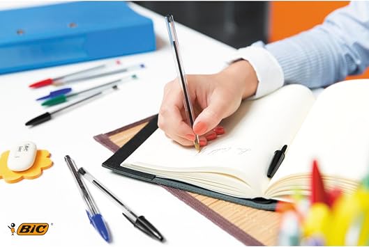 BIC Cristal Original Ballpoint Pen with Middle End (1.00 mm), Hex Shaft and Suitable Cover - Blue, 10 Cardboard Boxes Each