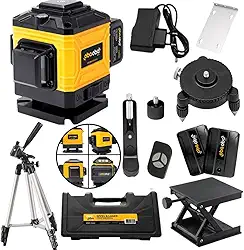 Nível a Laser 3D 12 Linhas com Tripé Profissional kit Nível Laser verde 360 Graus com 2 Baterias Recarregável