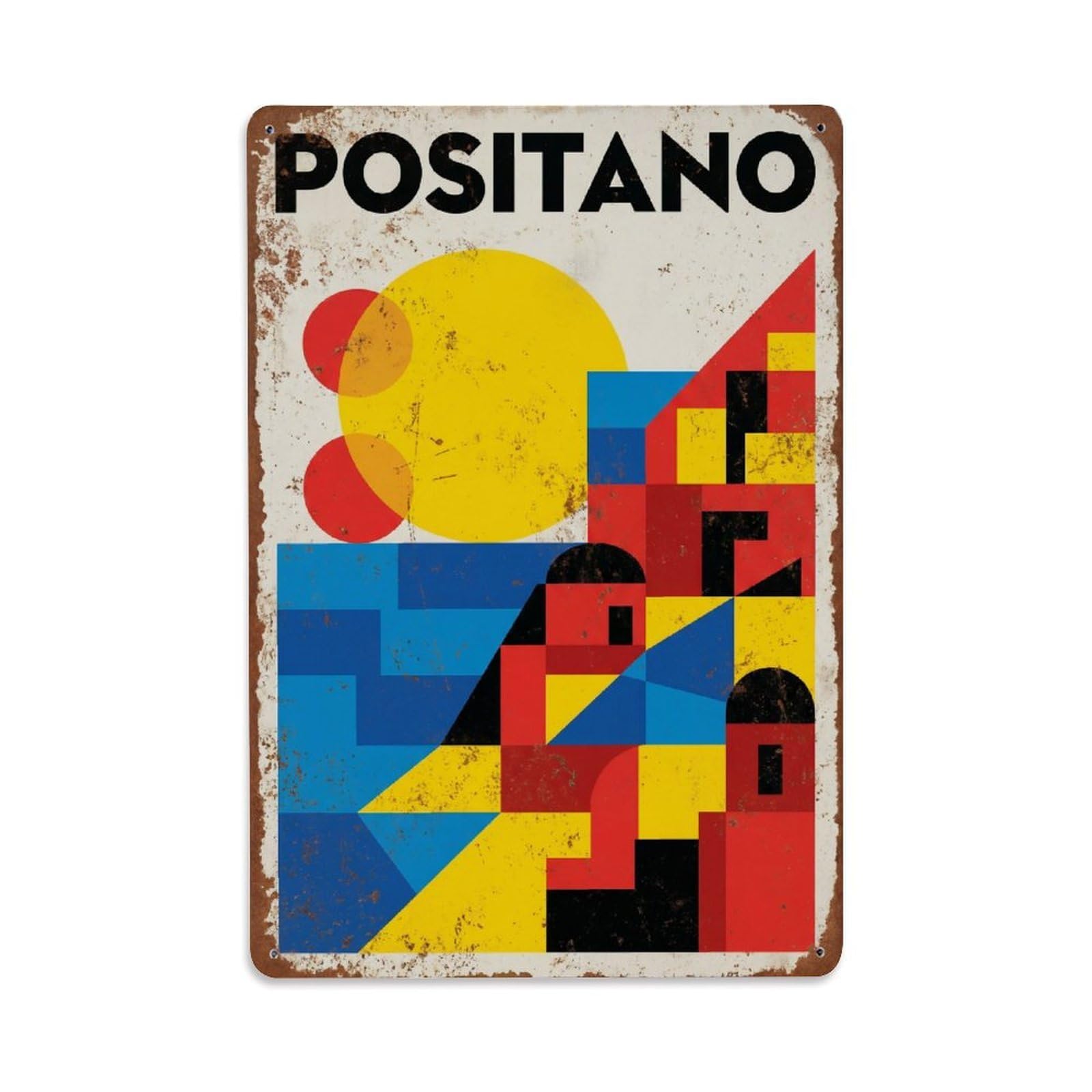 Vintage Travel Positano Italy Horizon Metal Tin Sign