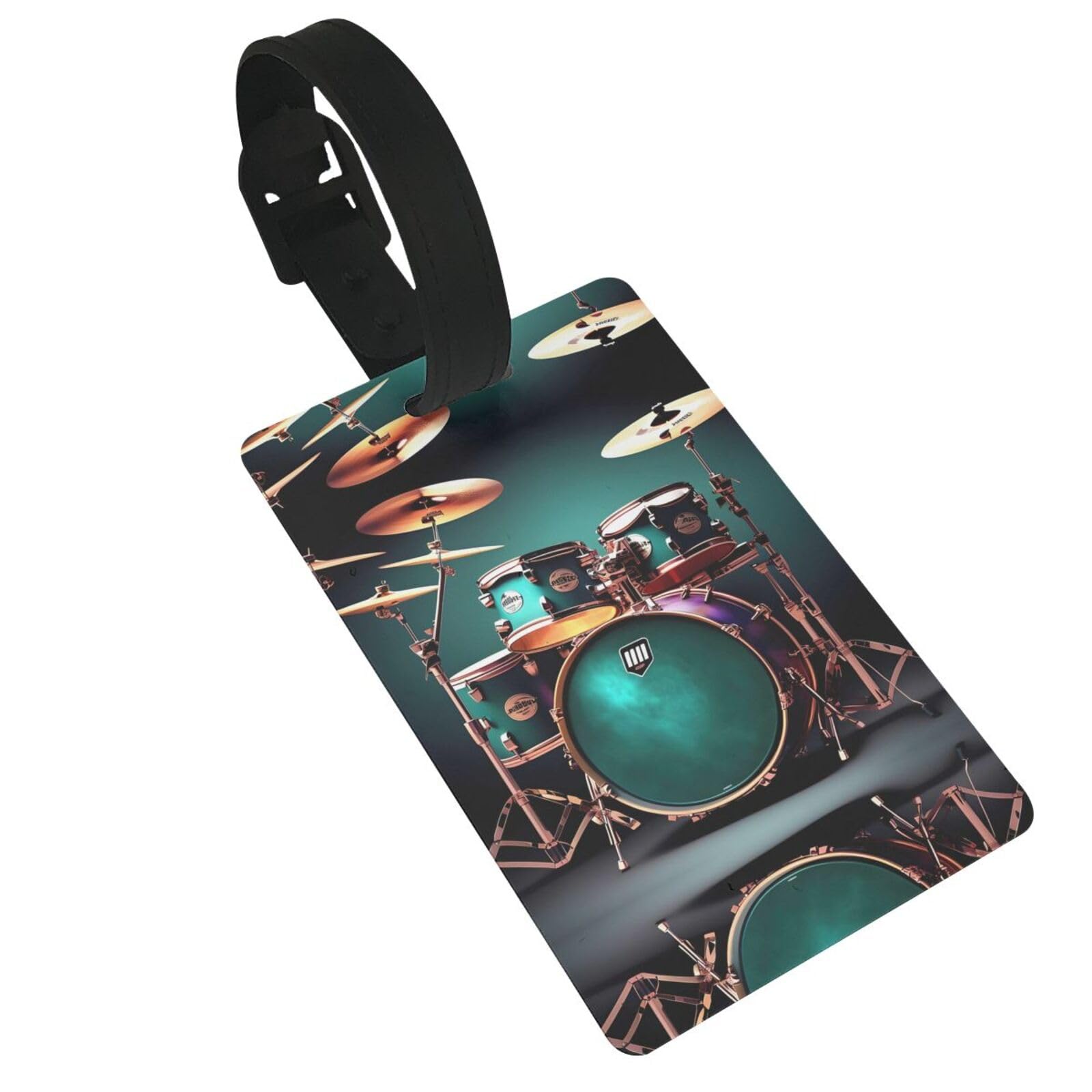 Cool Drum Set Print Luggage Tags for Suitcases Travel Tags for Luggage, Backpacks, Baggage and Bags Women,Men