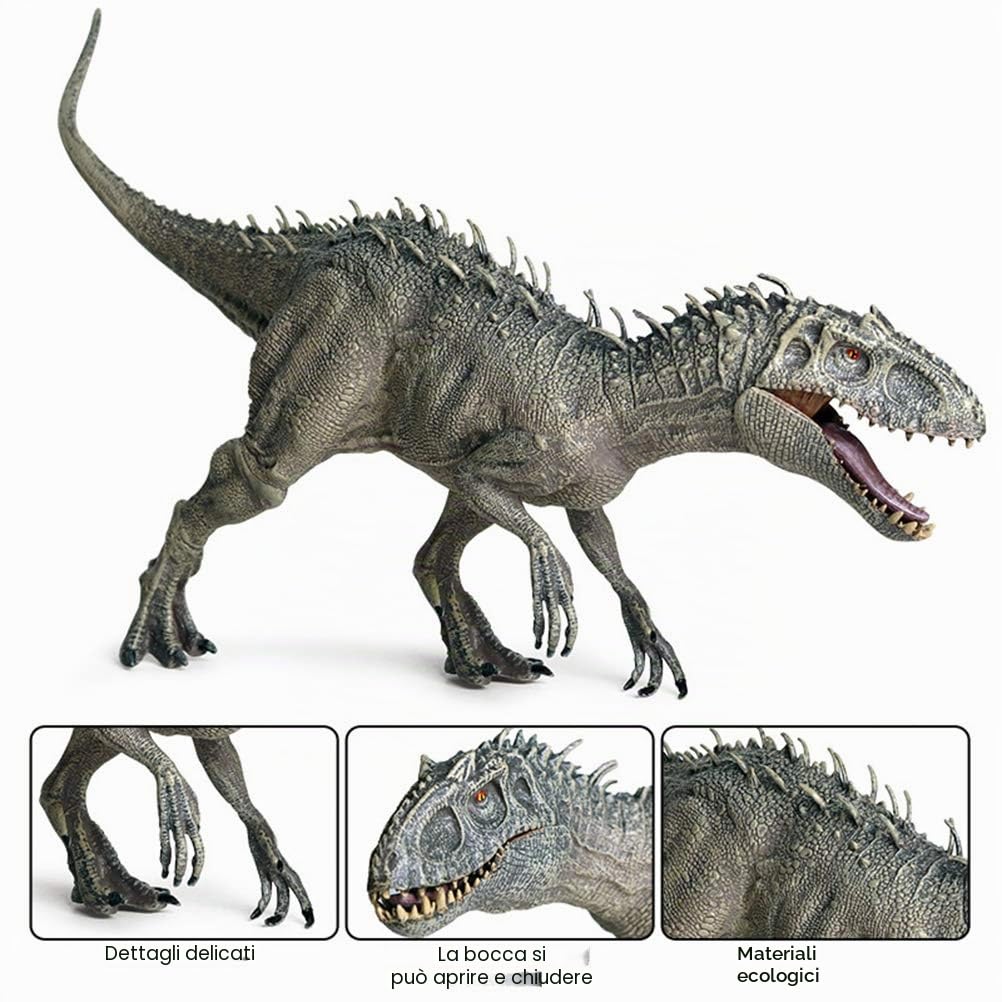 Realistica Jurassic Indominus Rex, statuette in plastica Jurassic Indominus Rex, bocca aperta King Kong Dinosauro Mondo Animali Modello Kid Toy di Natale